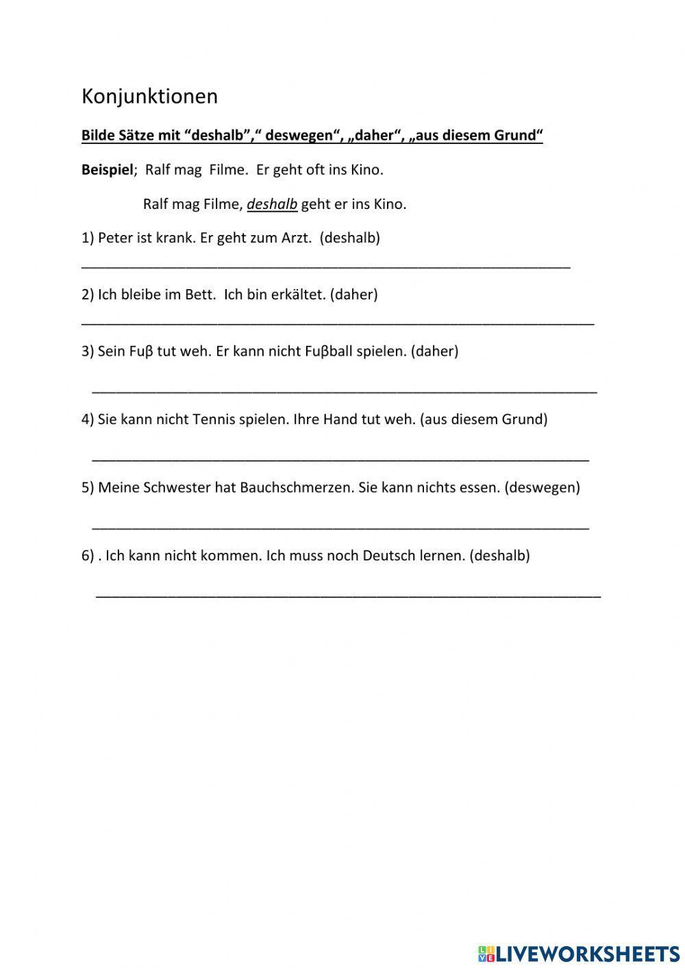 deshalb.deswegen.daher