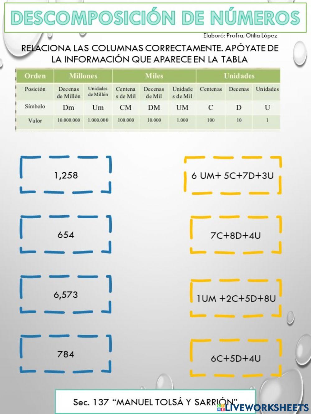 Descomposición de números