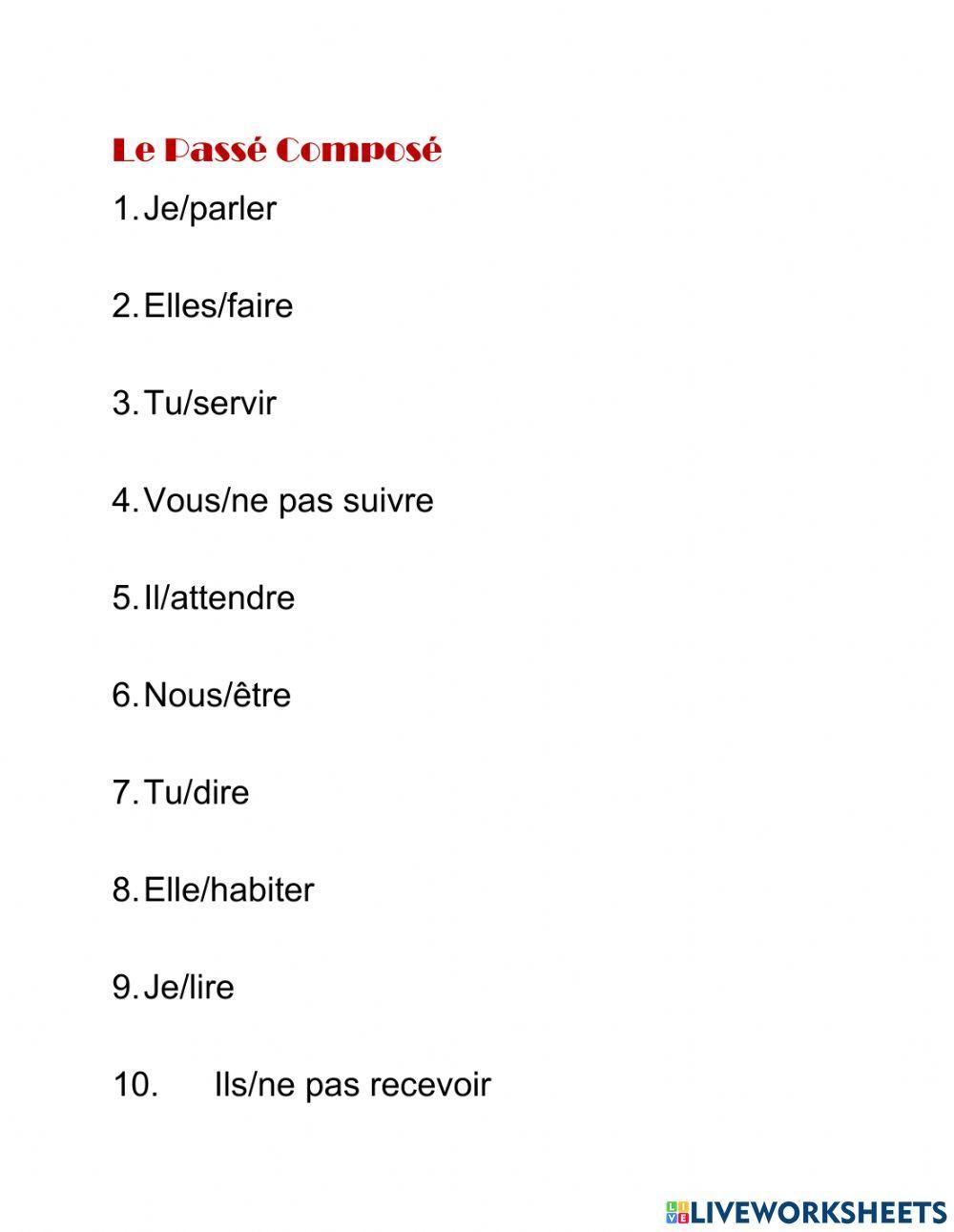 Le passé composé avec avoir