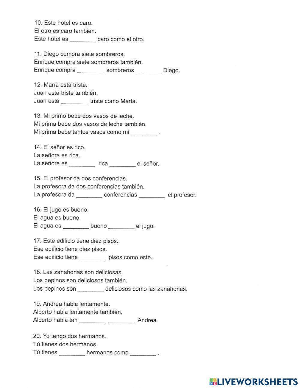 Comparativos de igualdad