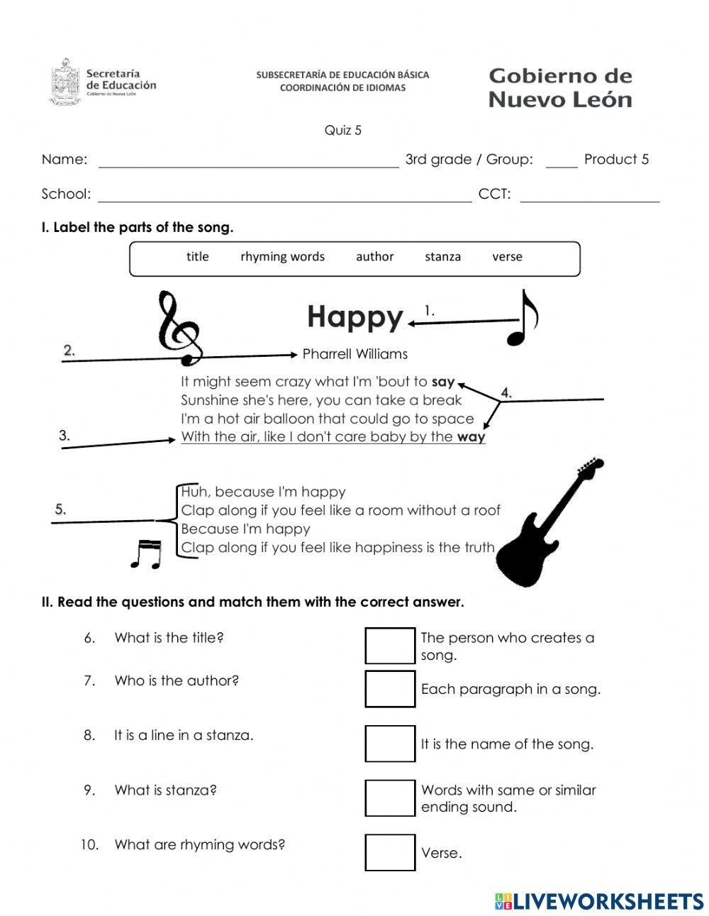 Quizz third grade january