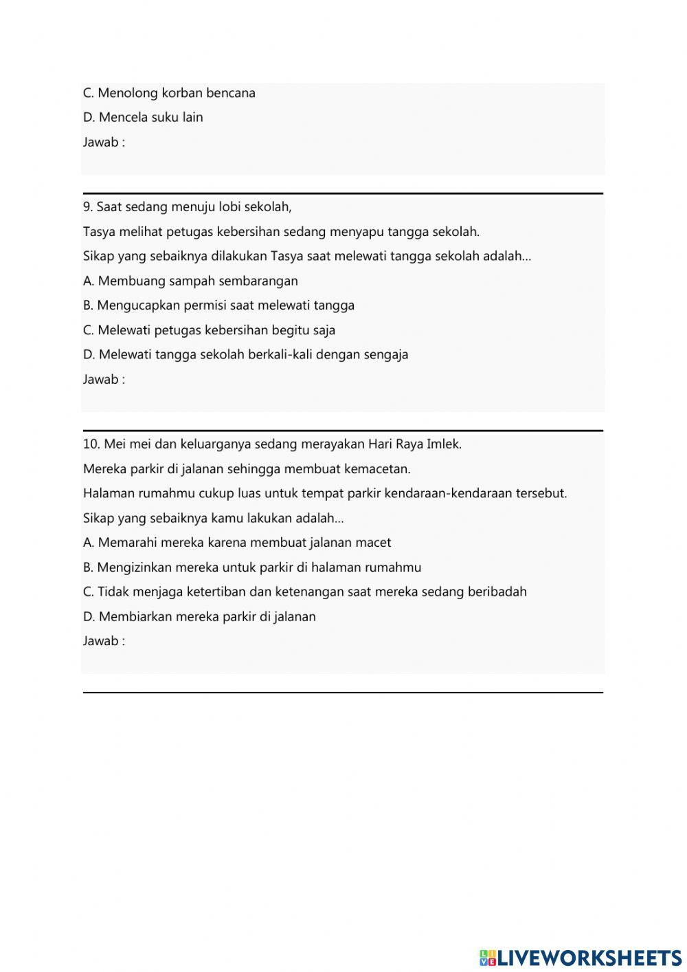 Soal Bersatu dalam Keberagaman