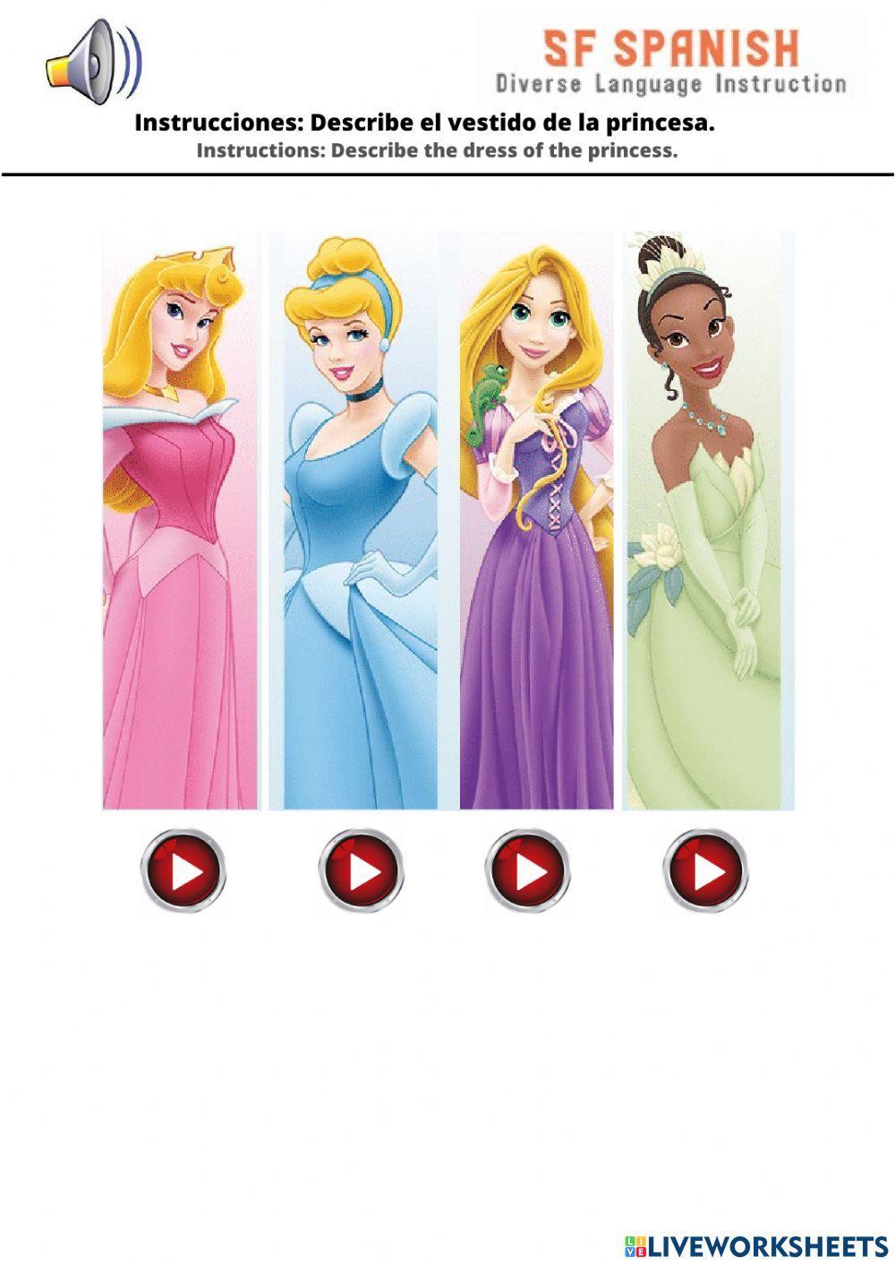 Describe el vestido de la princesa