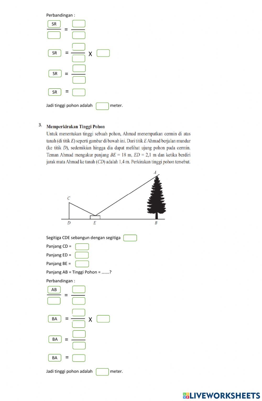 Lks penerapan kesebangunan pada masalah sehari-hari