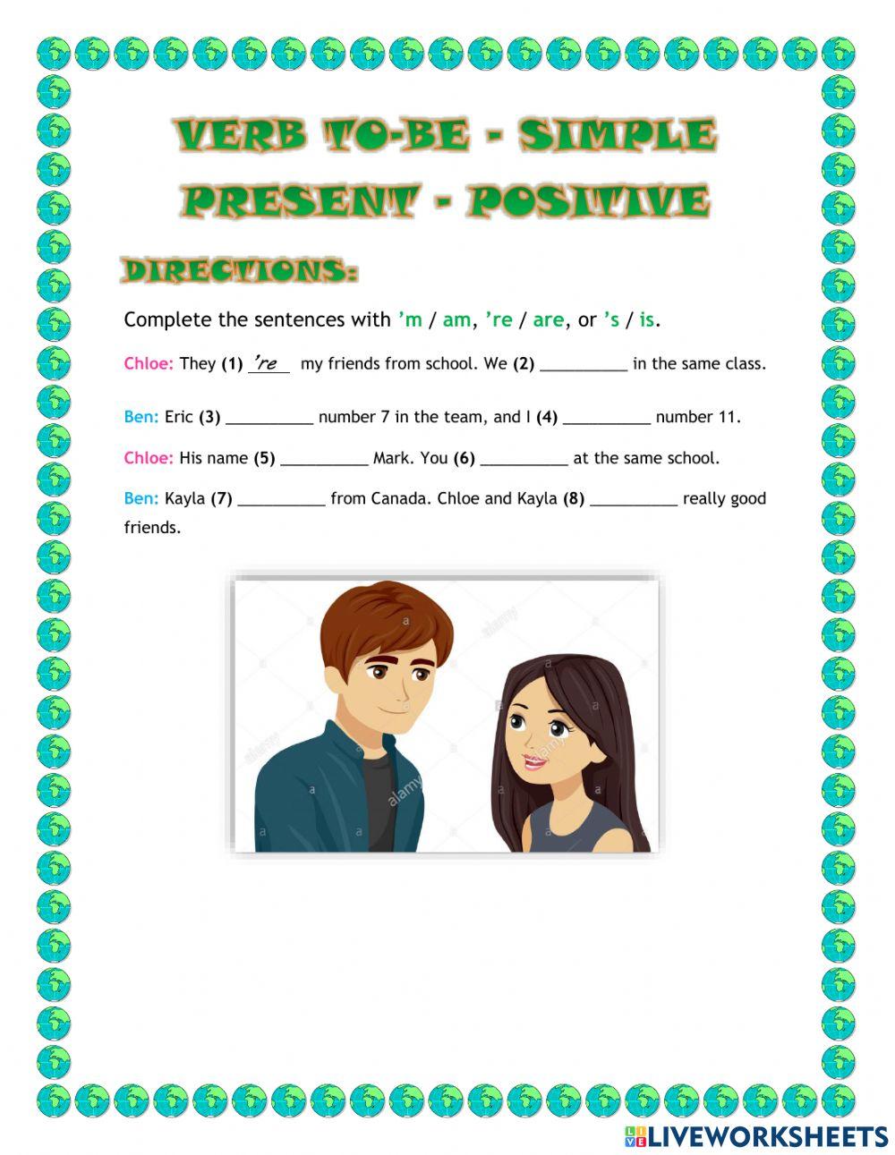 Verb to be (simple present) positive