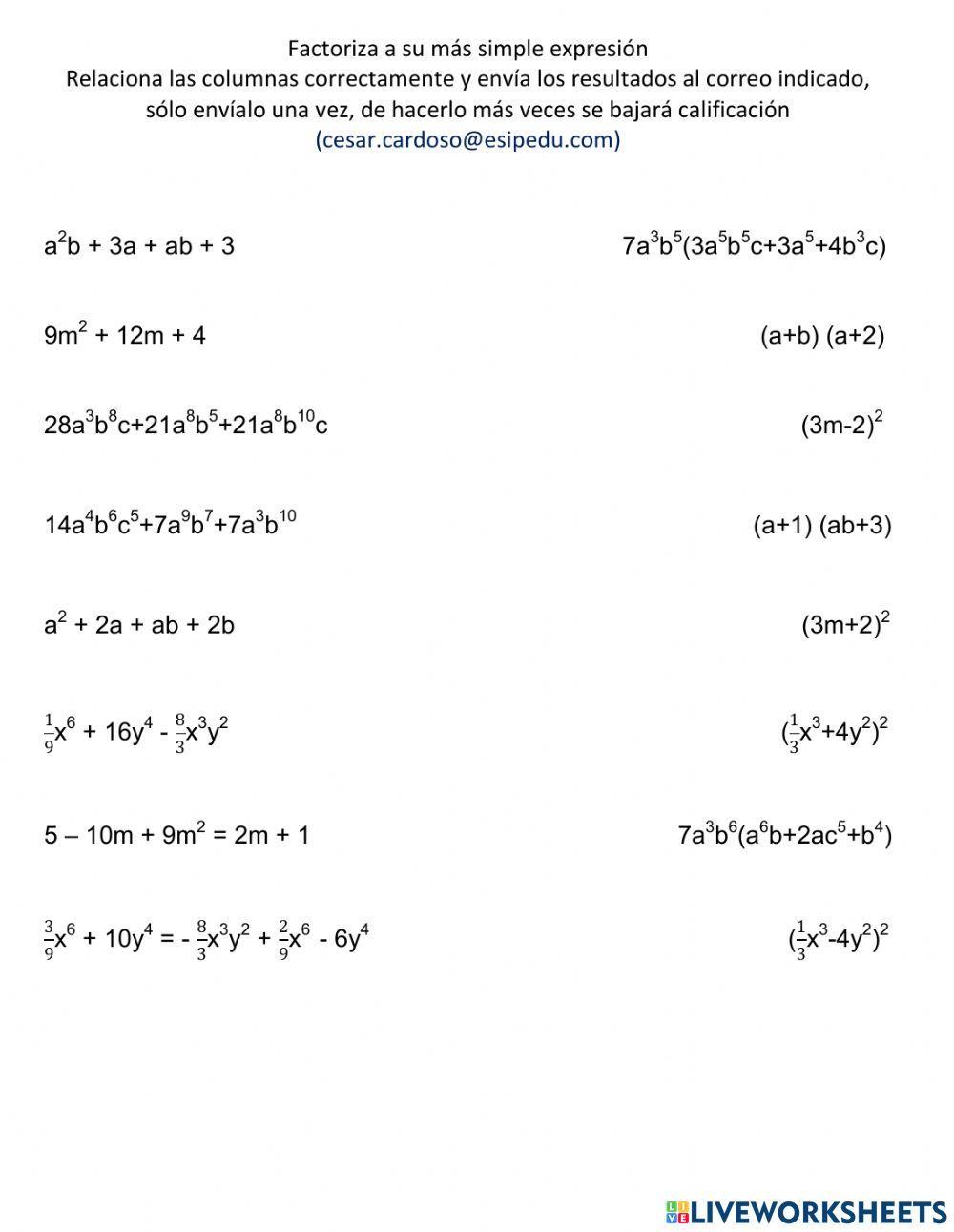 Factorización 3° semana 22