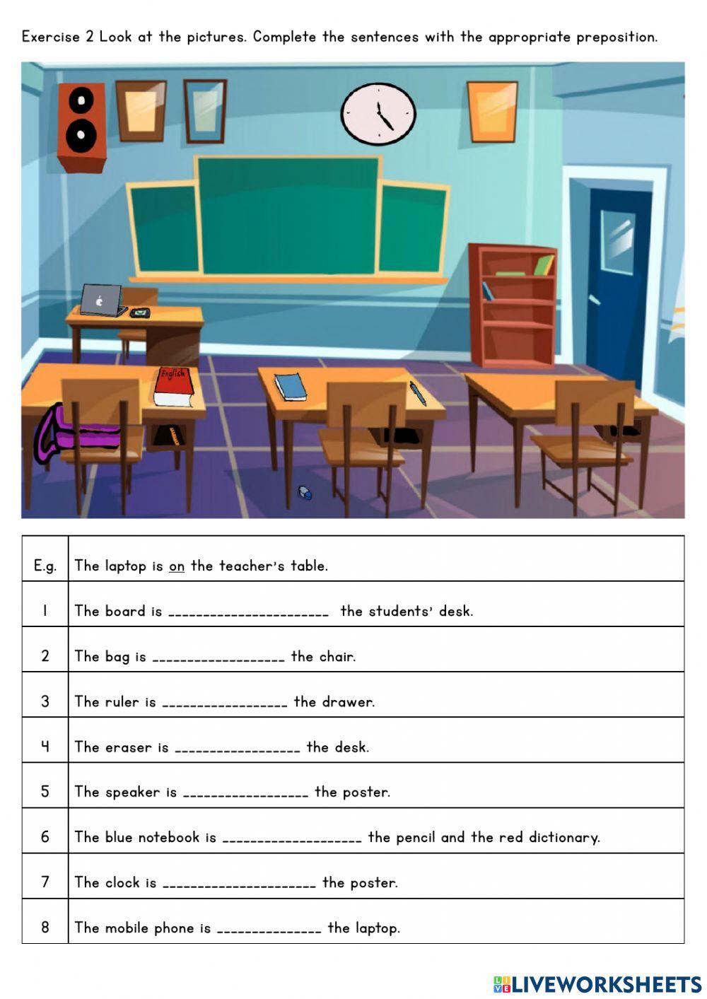 Preposition and everyday objects