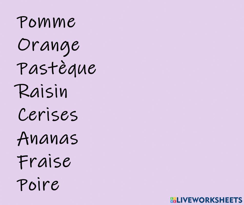 Fruits in French