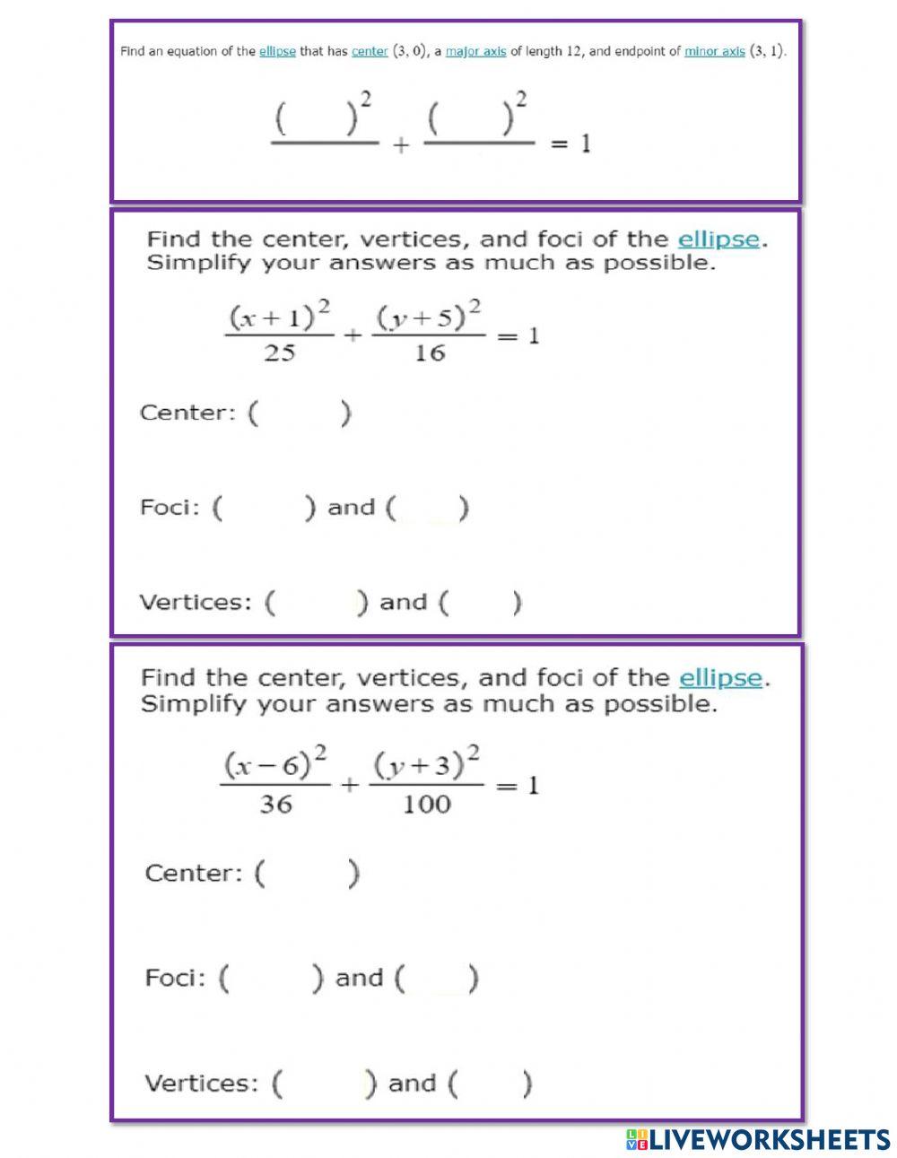 تدريبات على وحدة القطوع 1 من أليكس