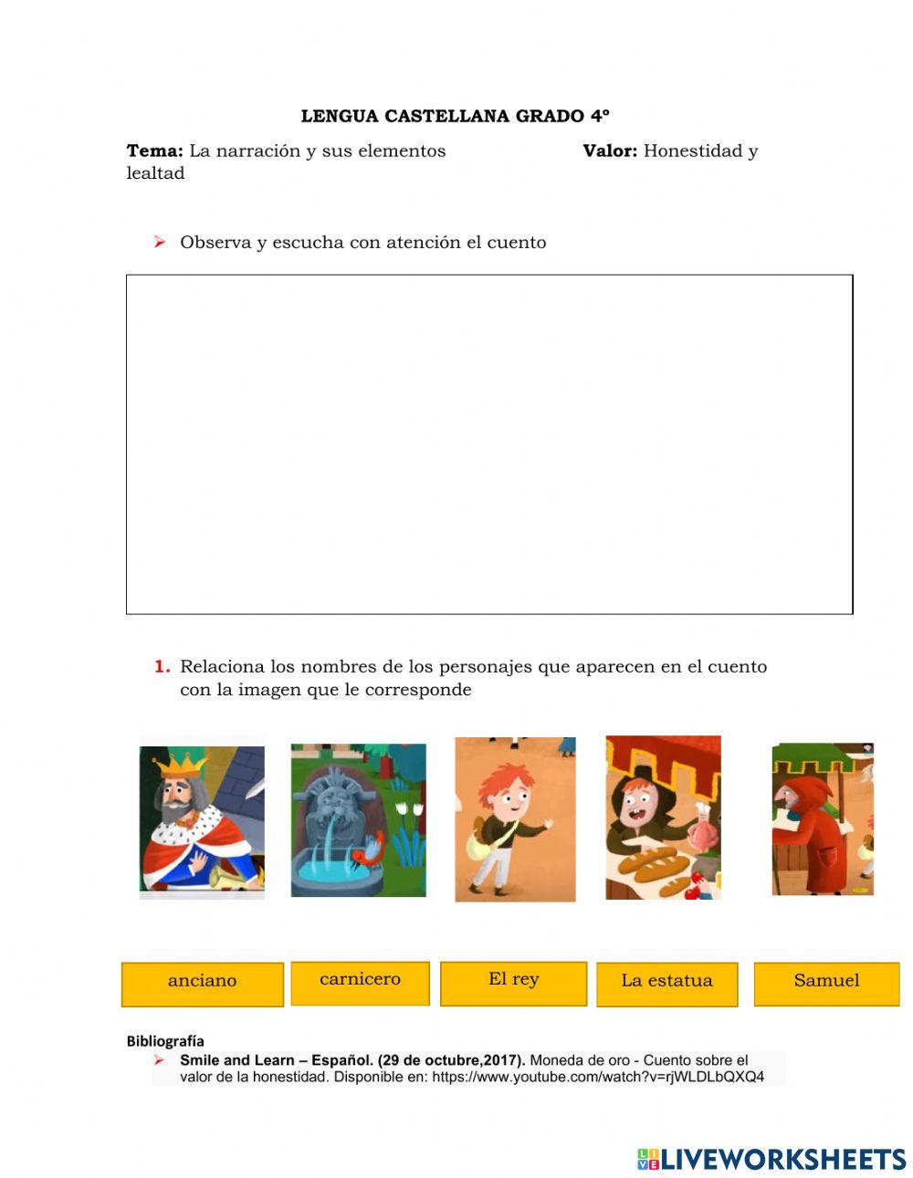 La narración - cuento de honestidad