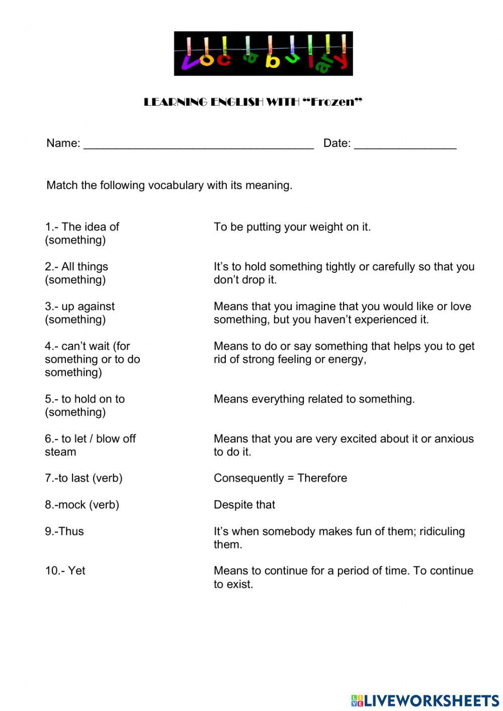 Vocabulary Frozen II