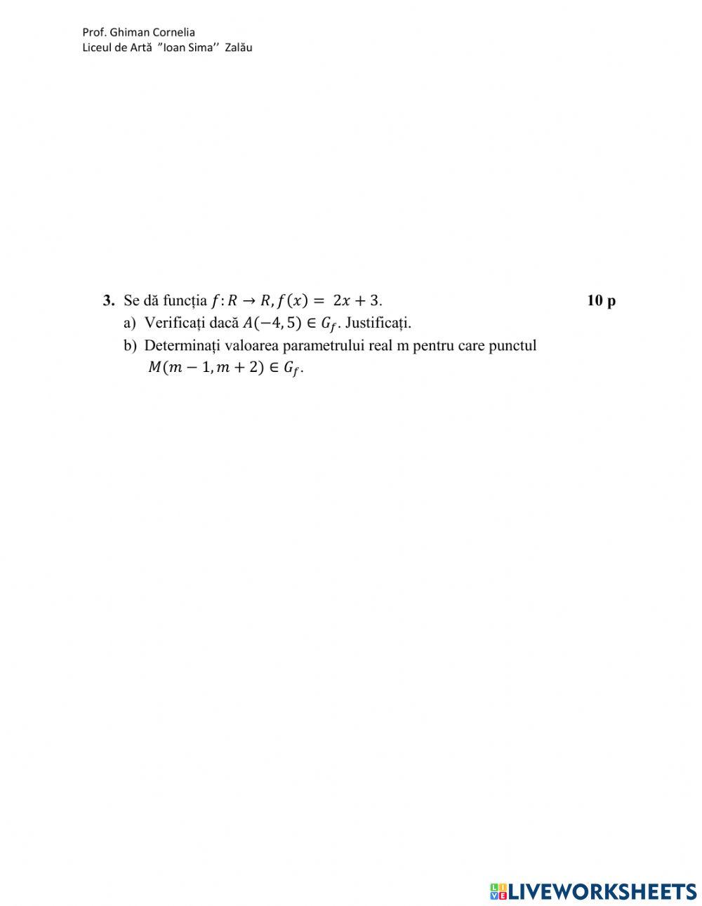 Test de evaluare- Subiectul I Evaluare Nationala 2021