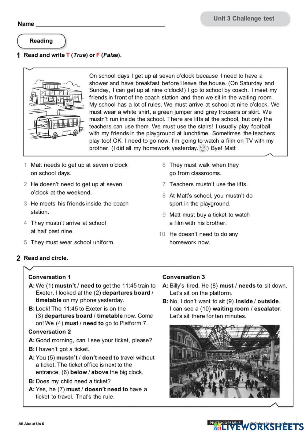 Exam Unit 3- 6th Grade