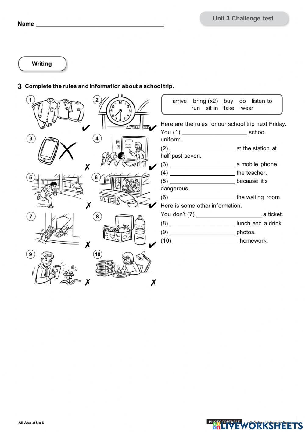 Exam Unit 3- 6th Grade