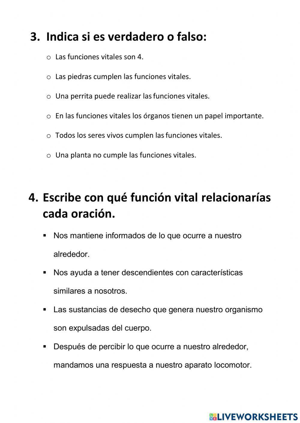 Funciones vitales de los seres vivos