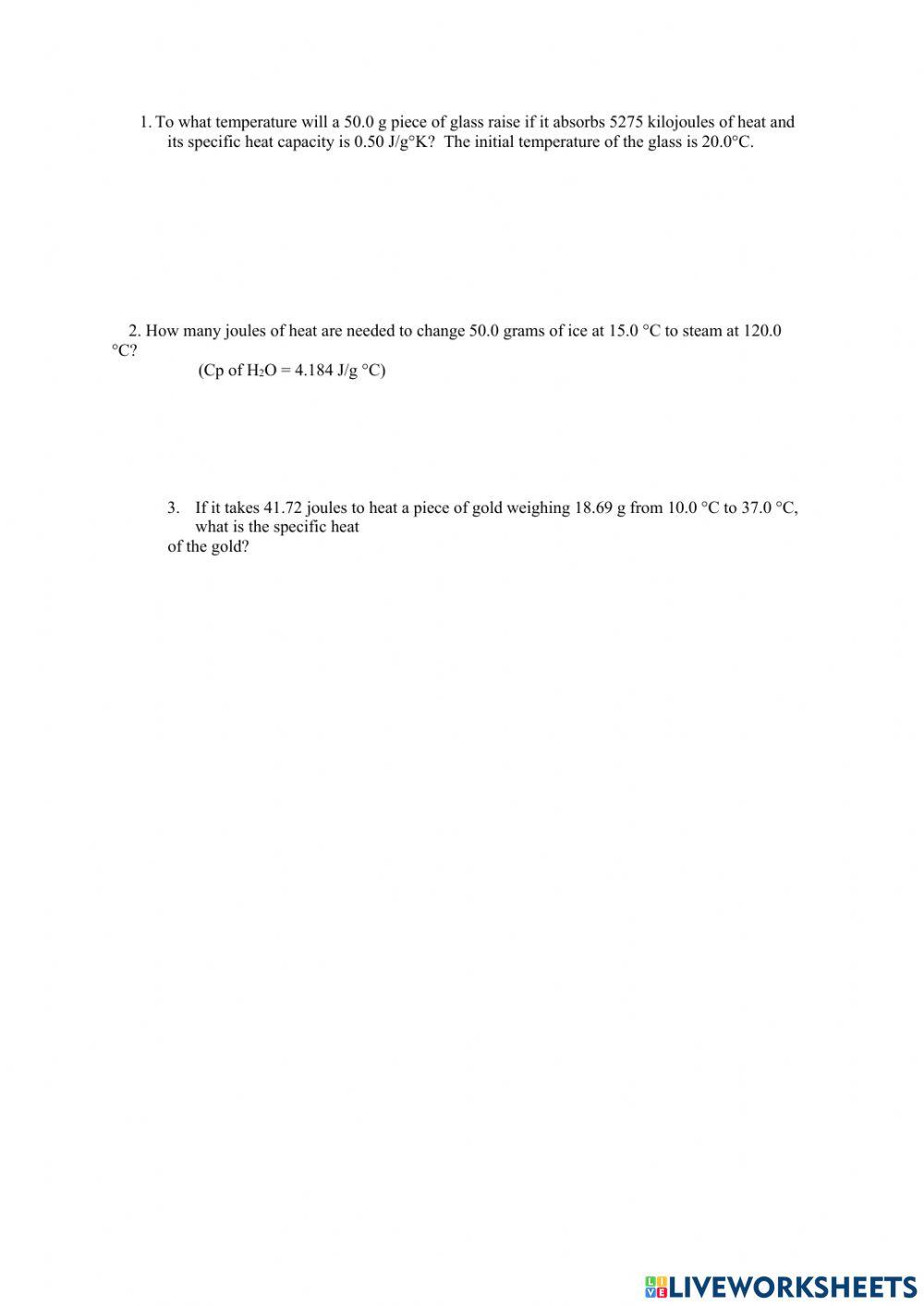 Thermochemistry online worksheet Live Worksheets