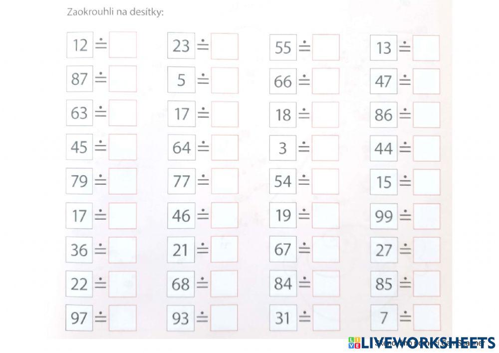 Zaokrouhlování na desítky