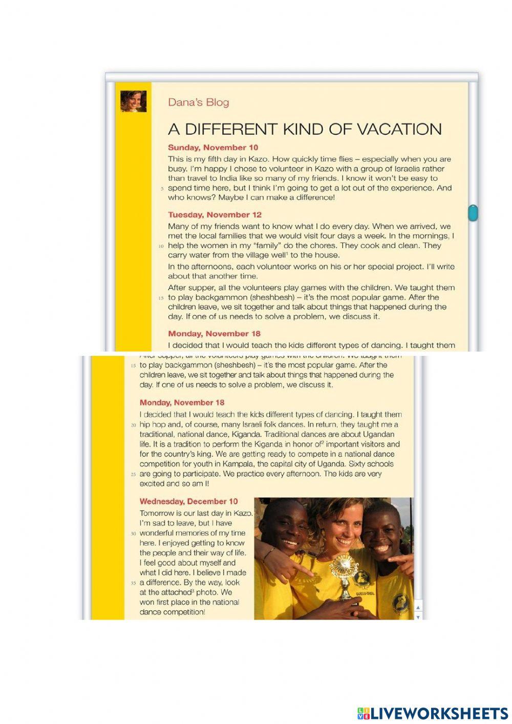 A different kind of vacation text