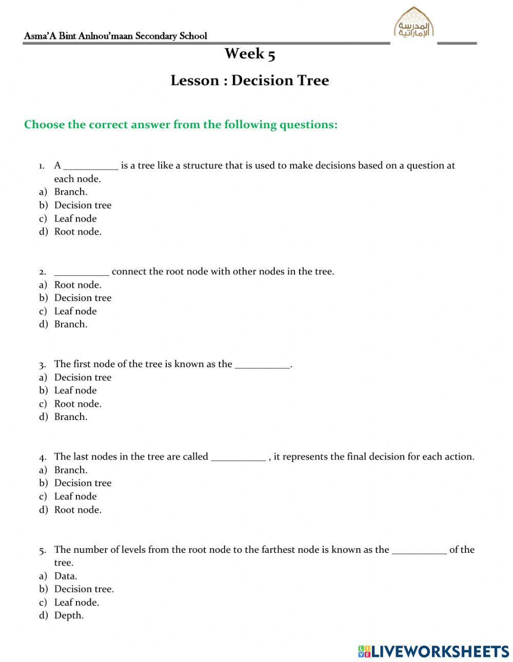 Week 5 - Decision tree