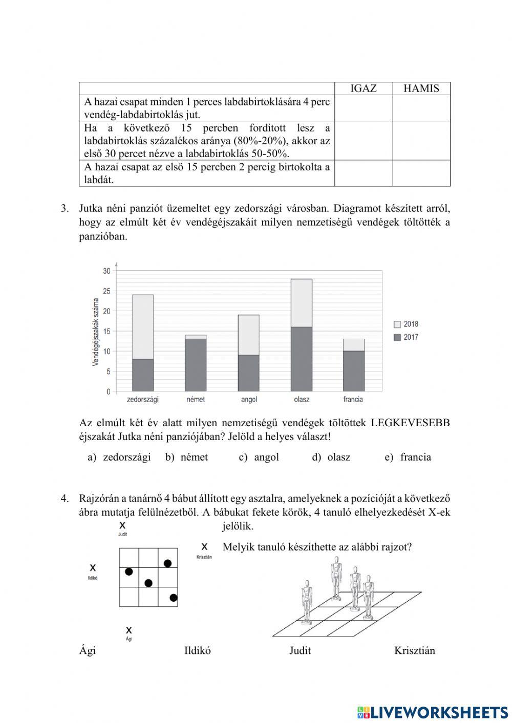 Matematika kompetenciamérés 2019-1-A