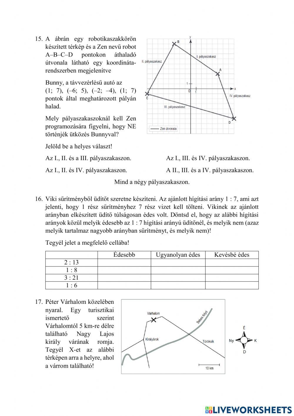 Matematika kompetenciamérés 2019-1-A