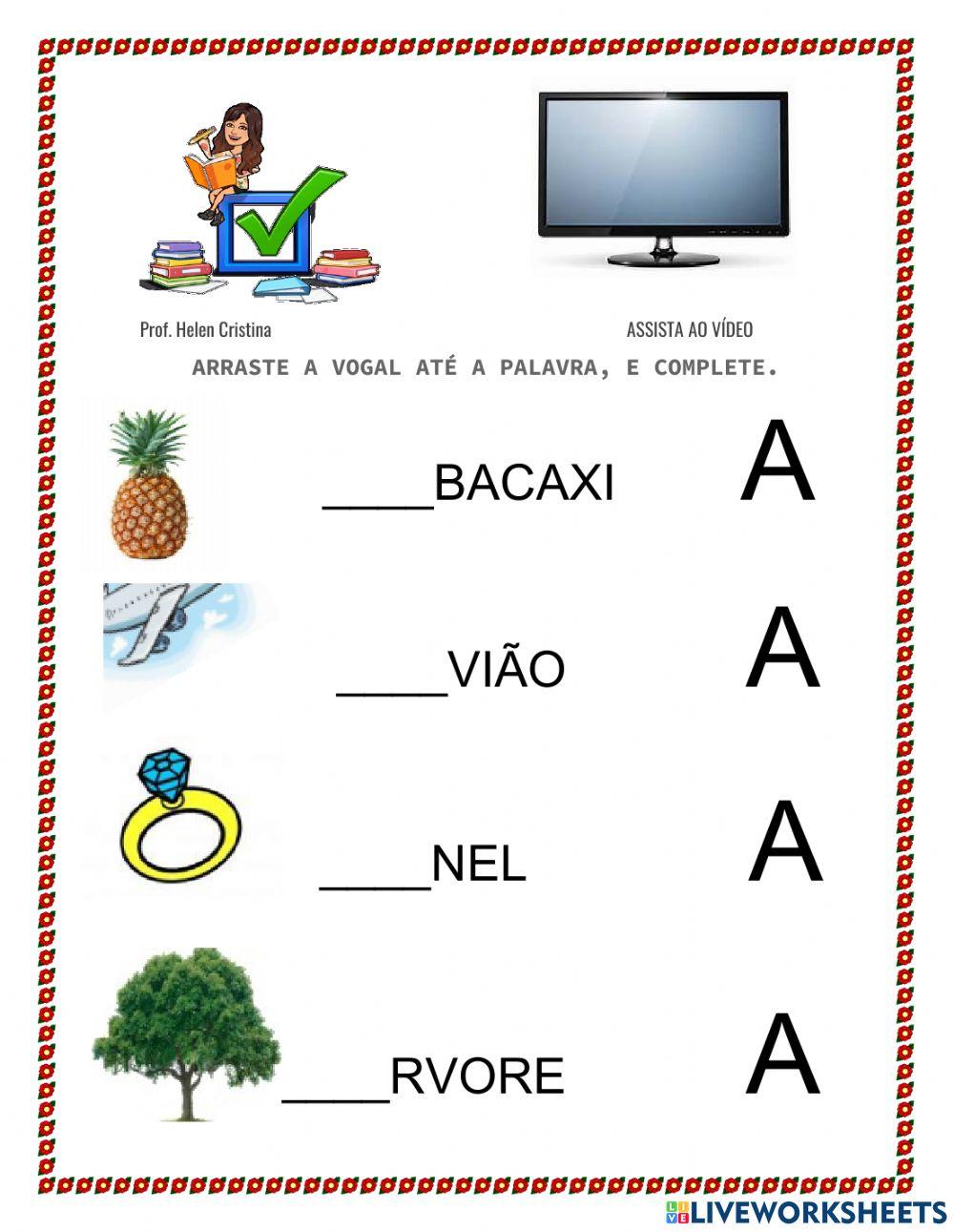 Arraste a letra até a imagem