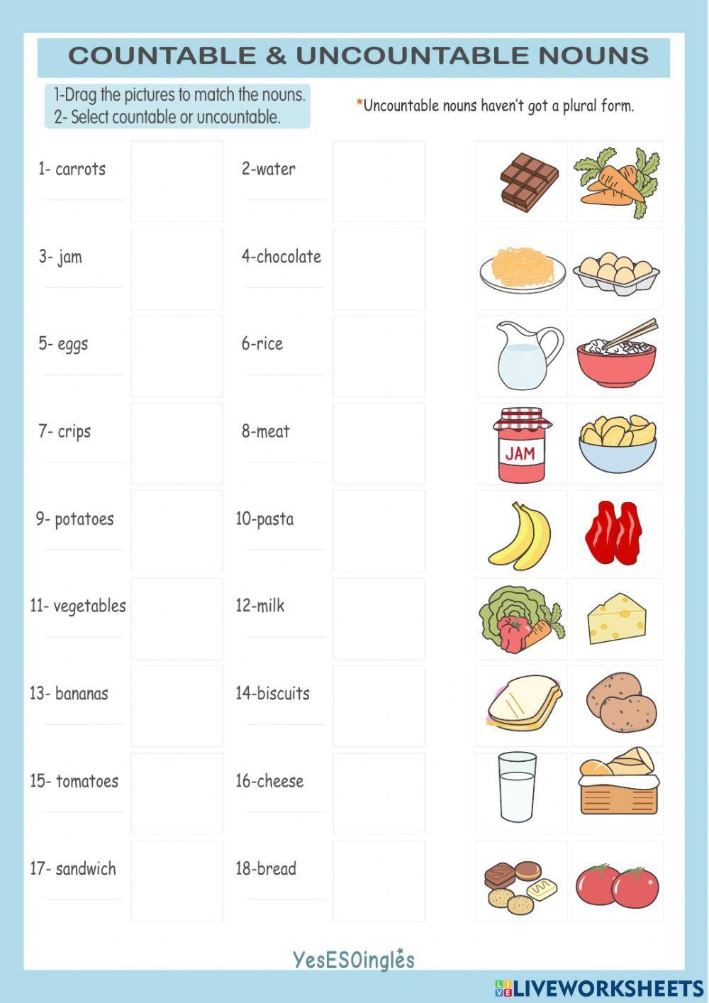 Countable and uncountable nouns 1