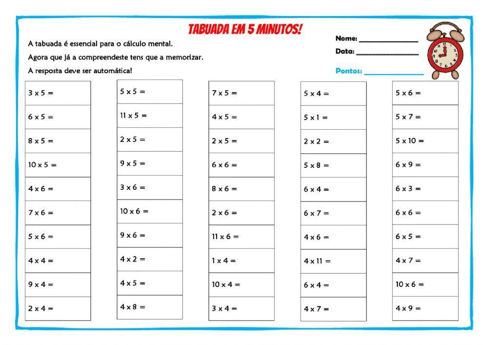 Tabuada do 4 e 5 interactive worksheet
