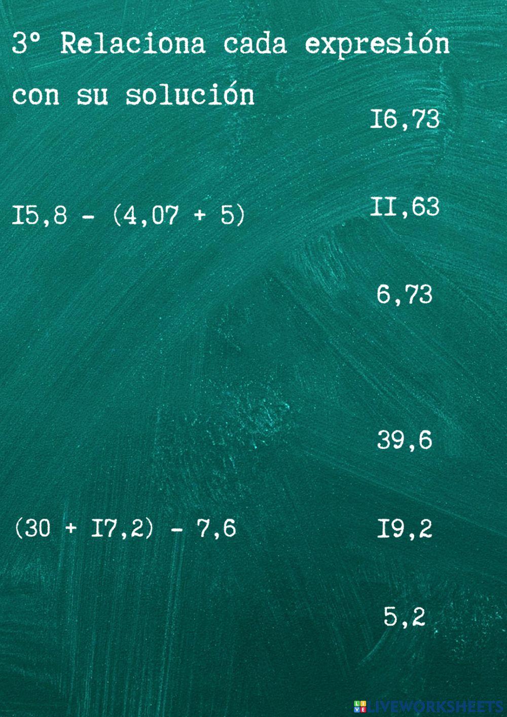 Números decimales, suma, resta y multiplicación