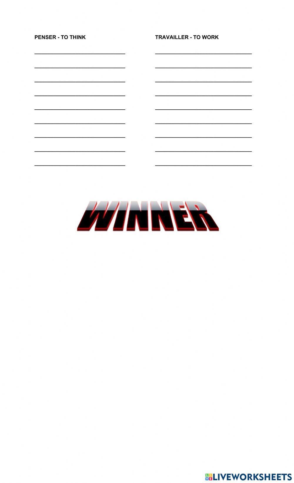 Conjugation ER Verbs - FRENCH