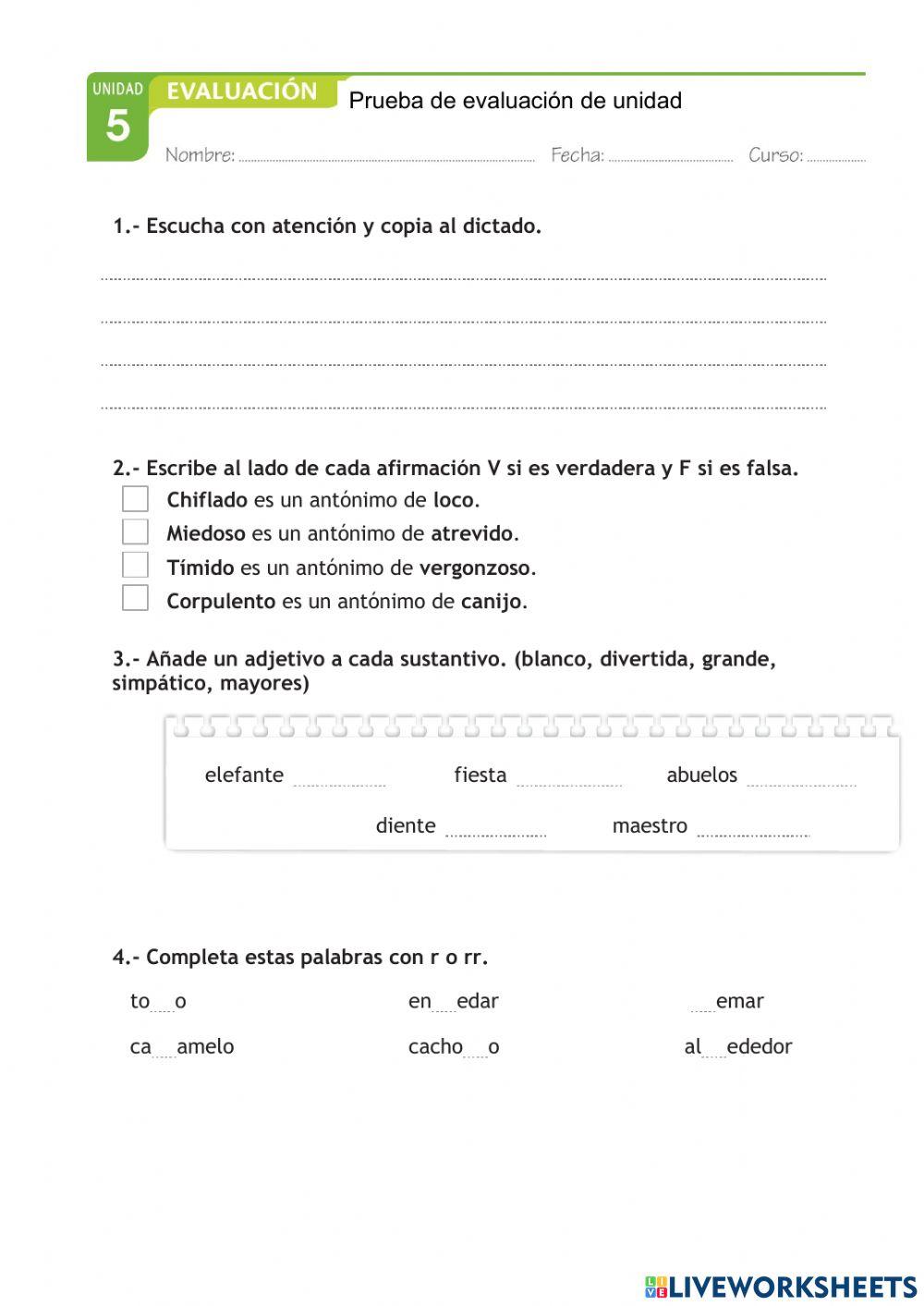 Prueba de aveluación TEMA 5