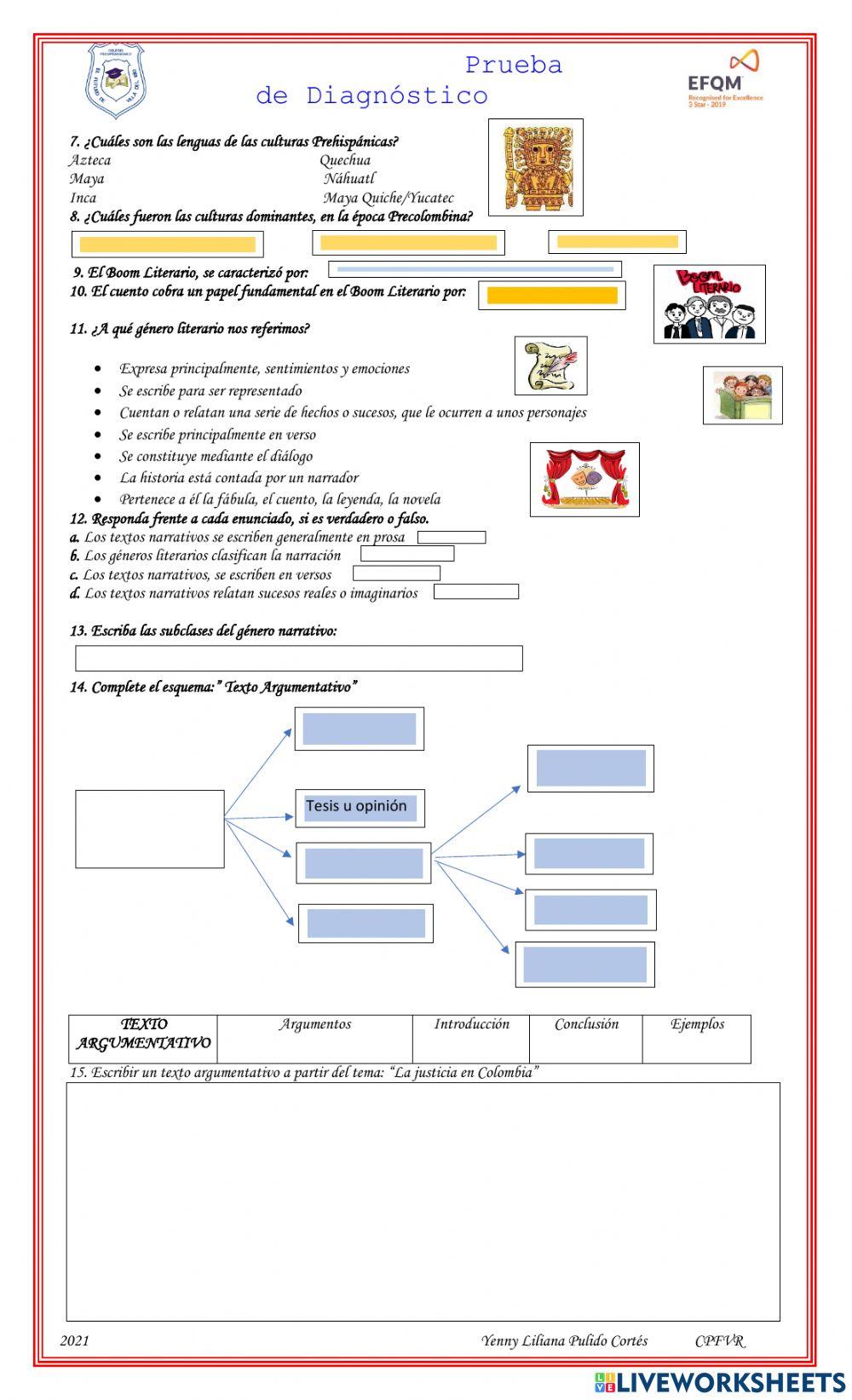 Ficha de diagnostico grado décimo