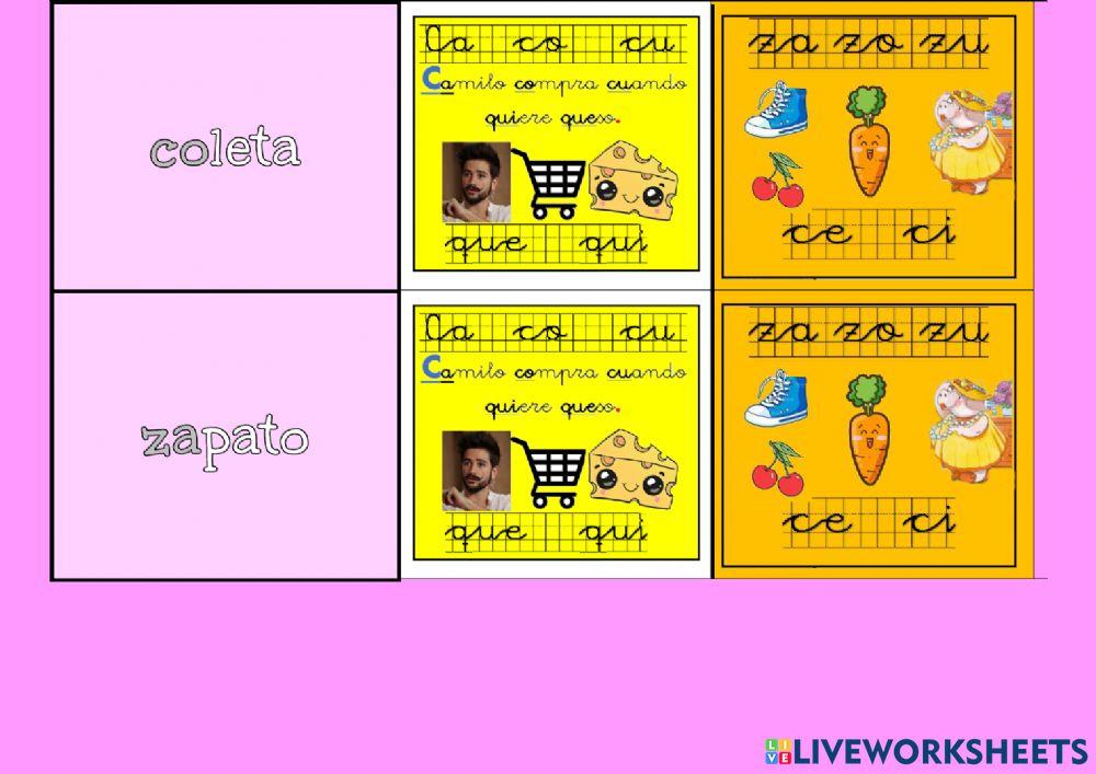 Ca co cu que qui - za zo zu ce ci