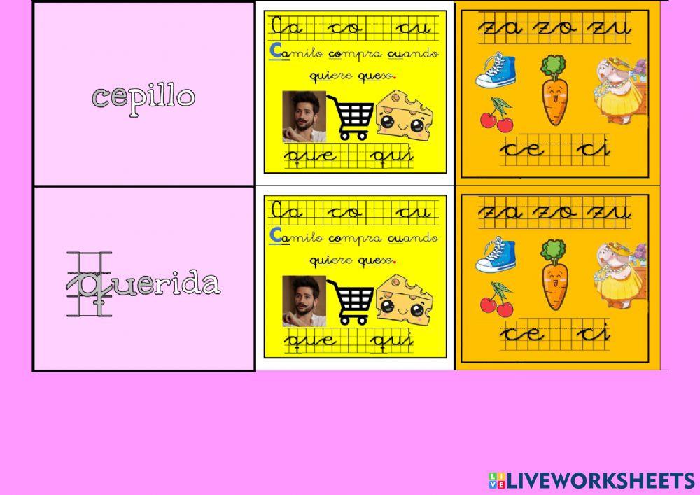 Ca co cu que qui - za zo zu ce ci