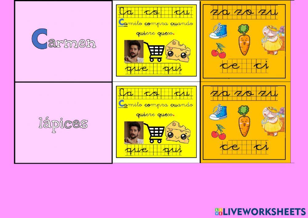 Ca co cu que qui - za zo zu ce ci