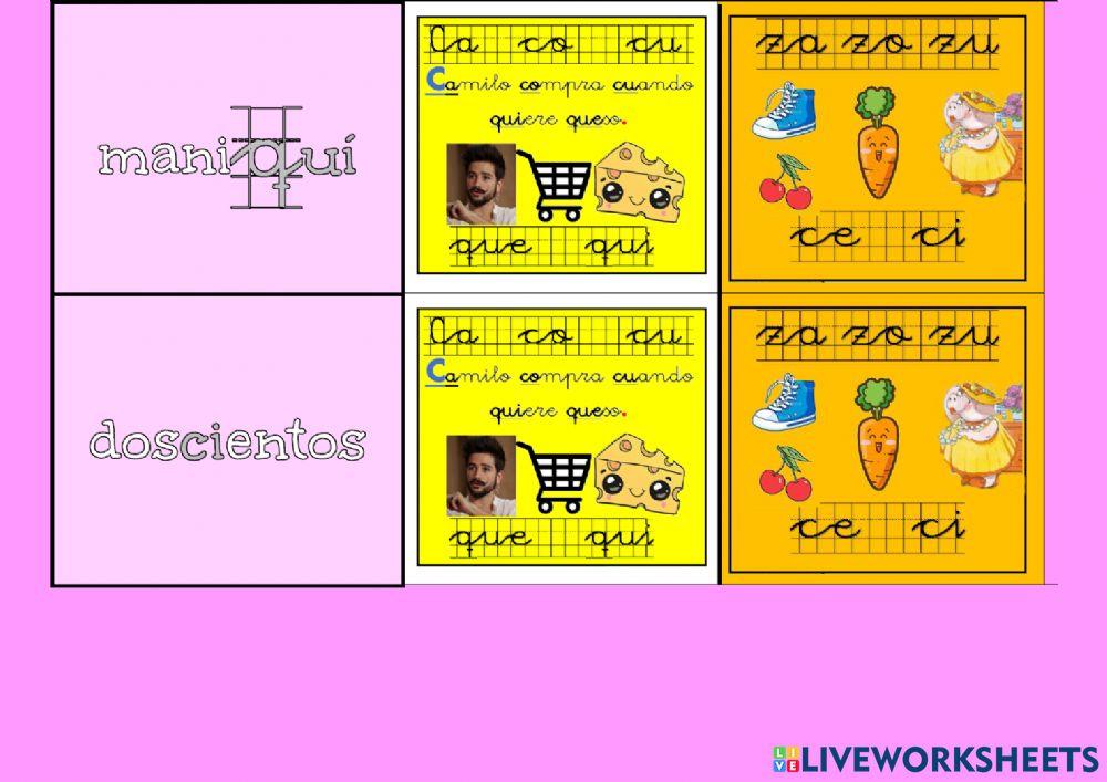 Ca co cu que qui - za zo zu ce ci