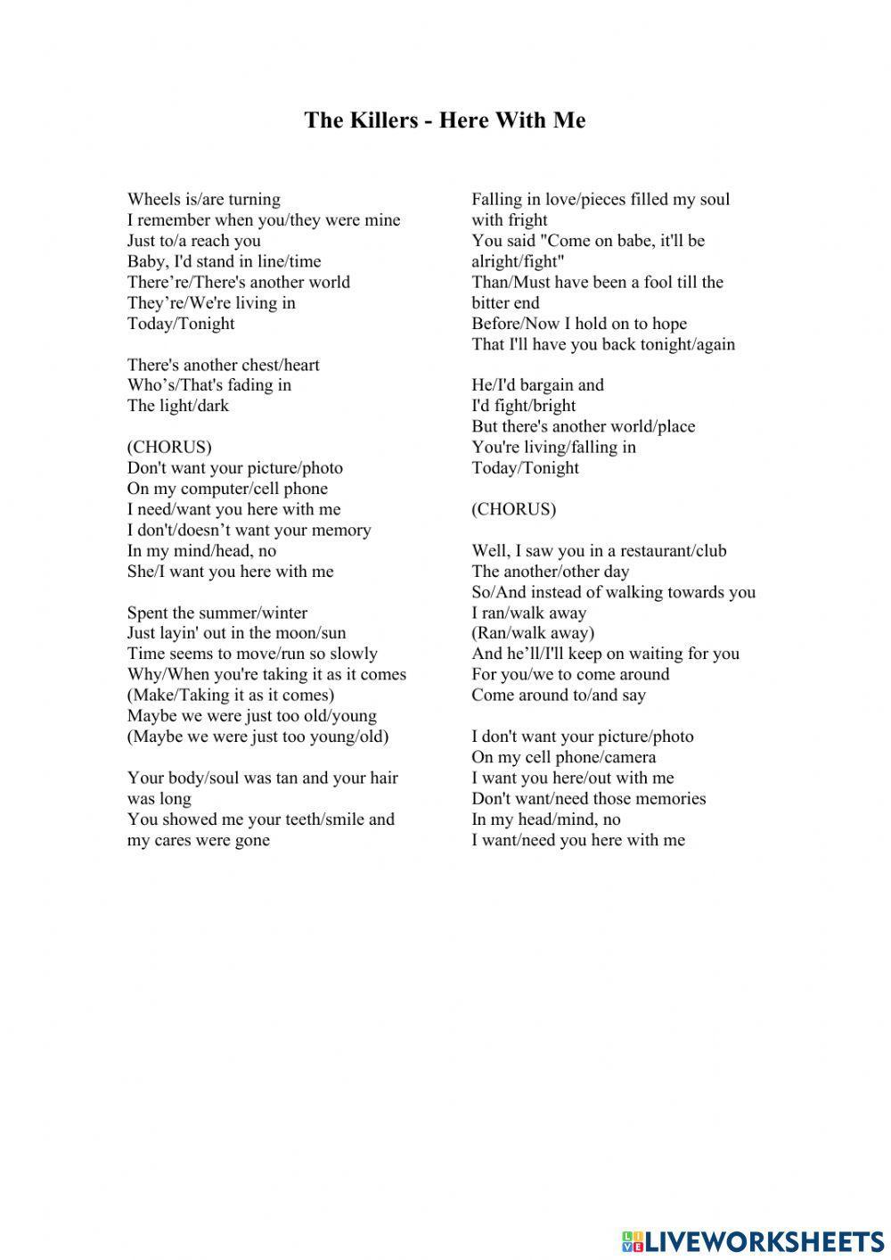 Song: Here with me - The Killers - Starter