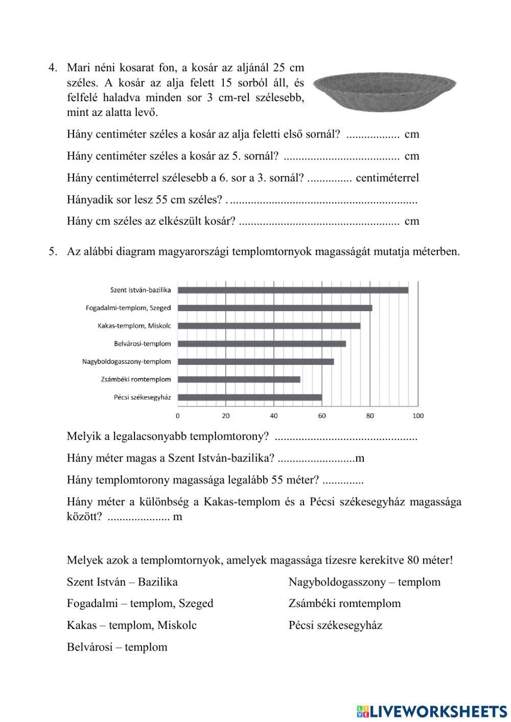 Matematika felvételi 4. évfolyamosoknak 2021-1