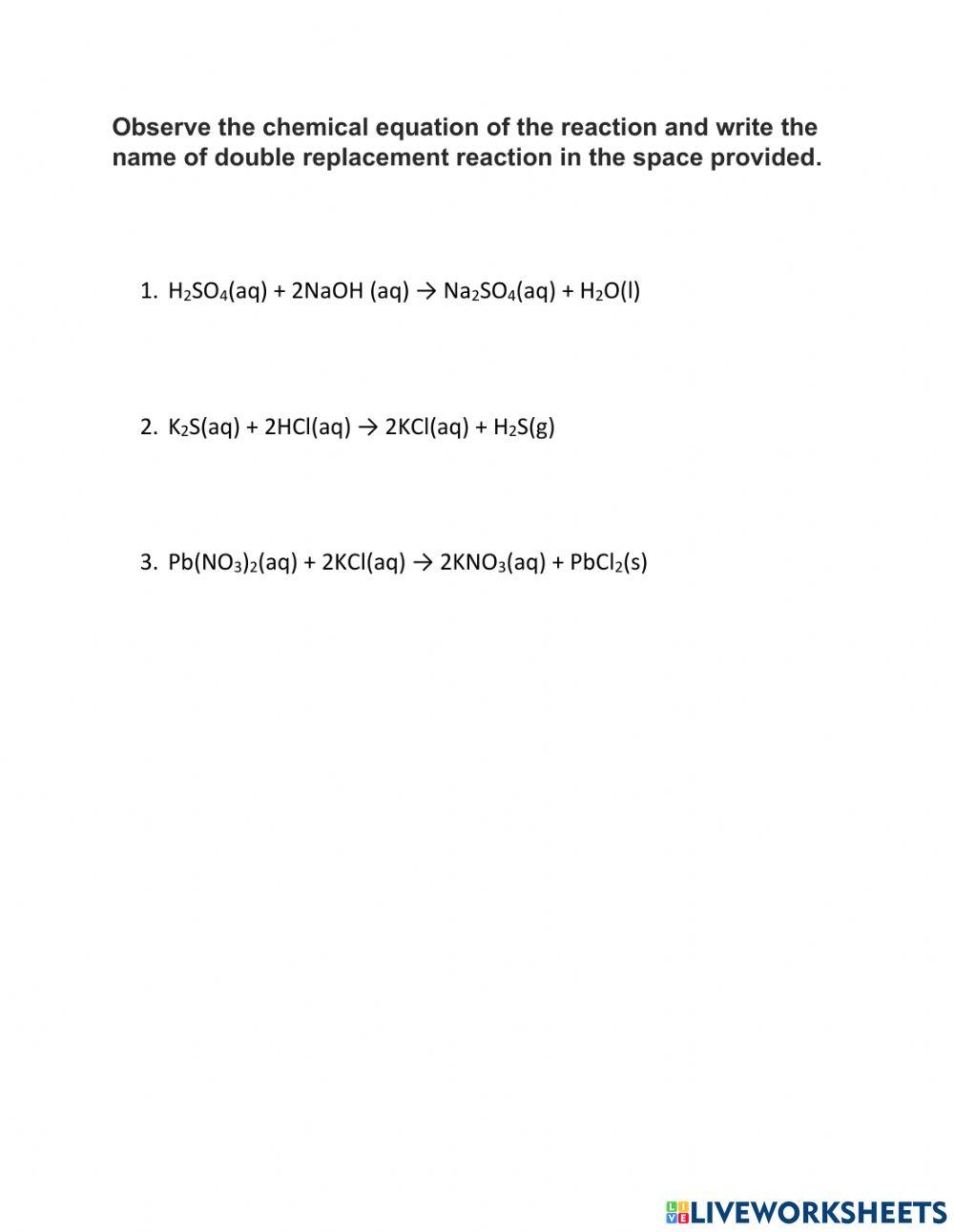 Types of double replacement reaction in aqueous solution