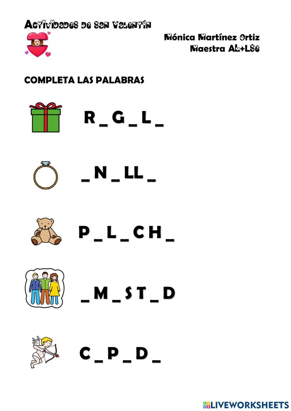 Vocabulario San Valentín