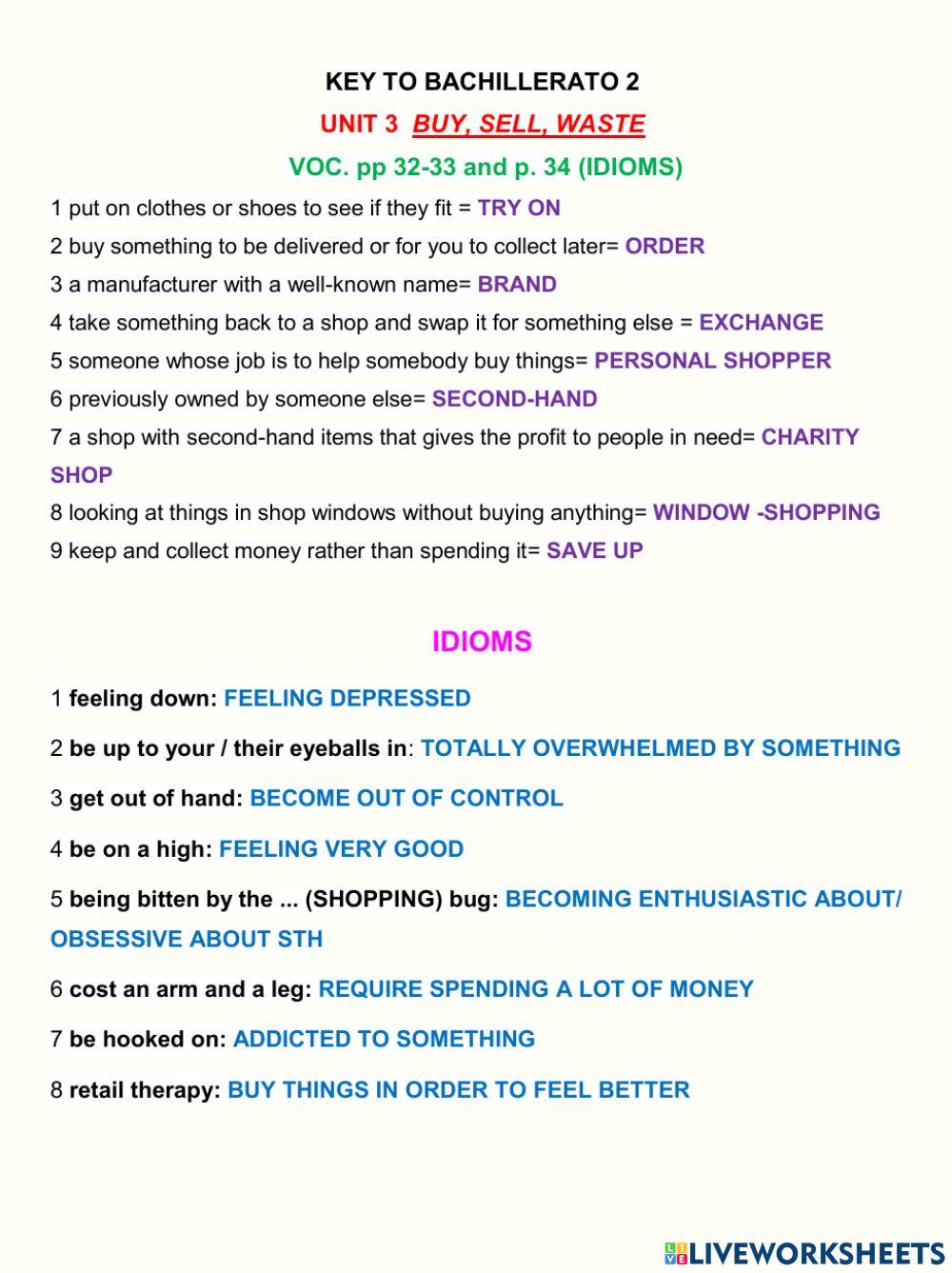Key 2 Unit 3 Vocabulary