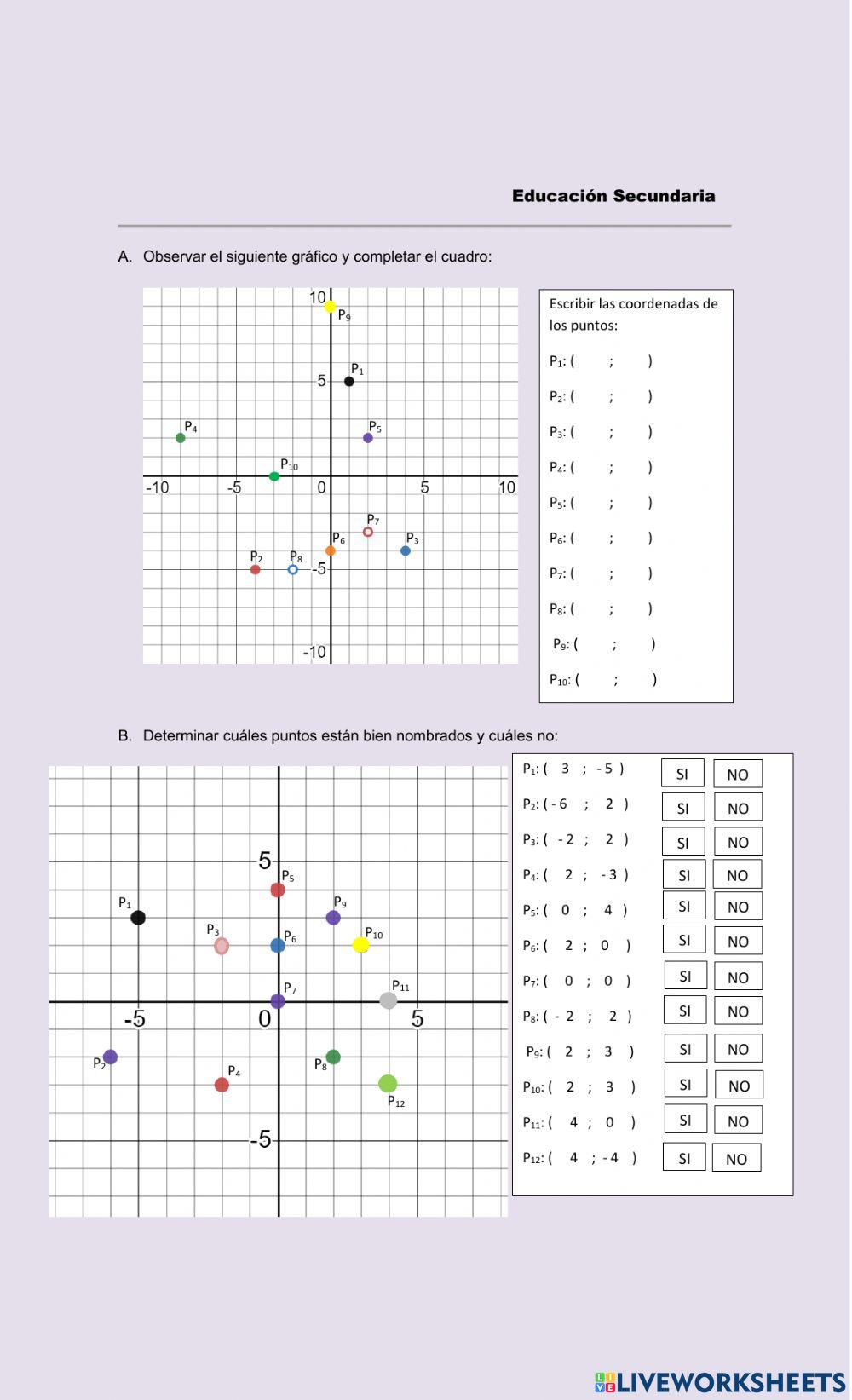 Ejes cartesiano, teorema de Pitágoras