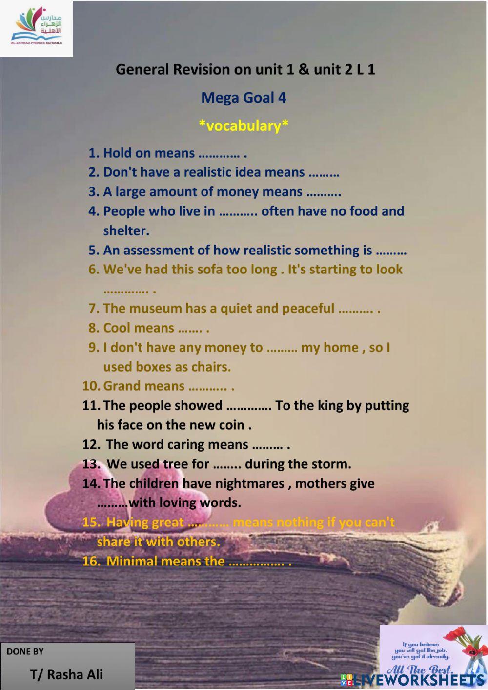 Genera Revision on unit 1