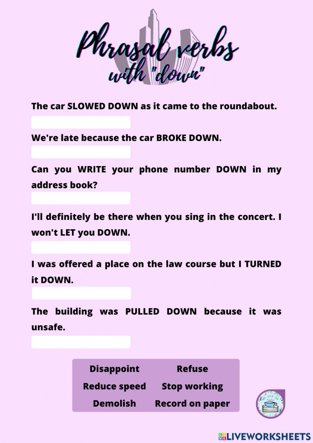 Phrasal verbs with -down-