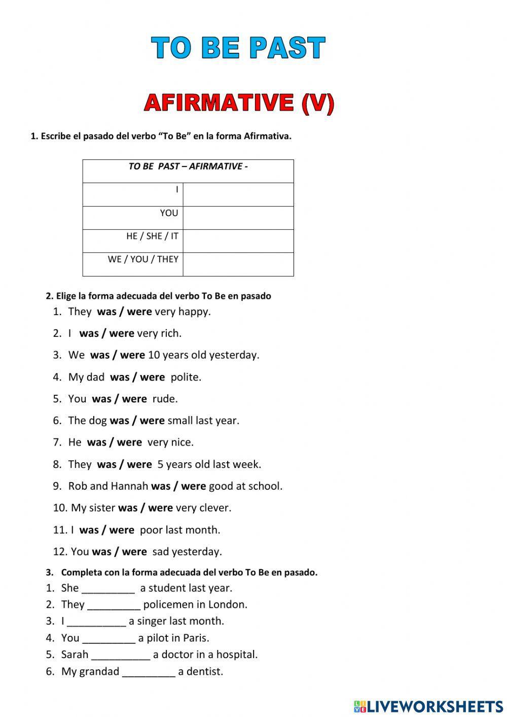 To be past afirmative