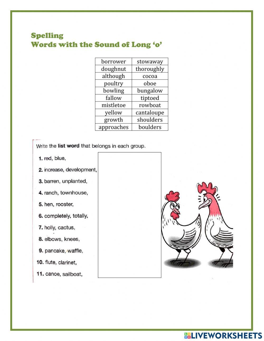 Words with the Sound of Long 'o'