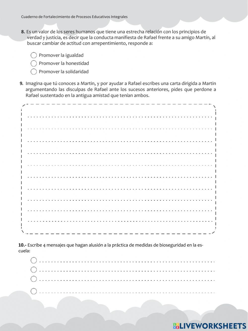 Evaluacion Lenguaje 5to grado