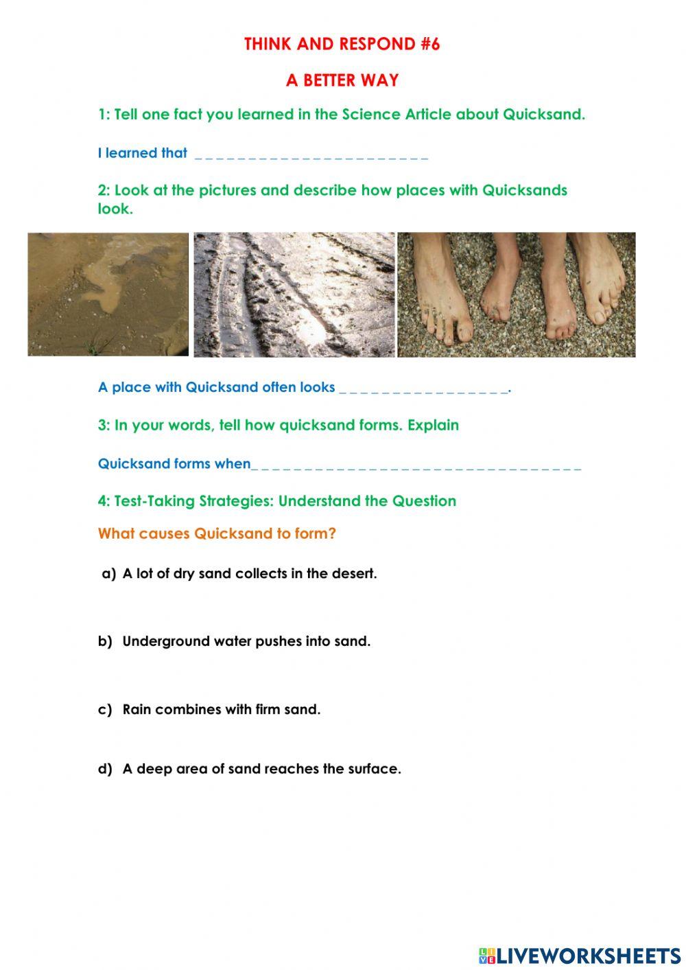 Quicksand Review Expand worksheet Live Worksheets