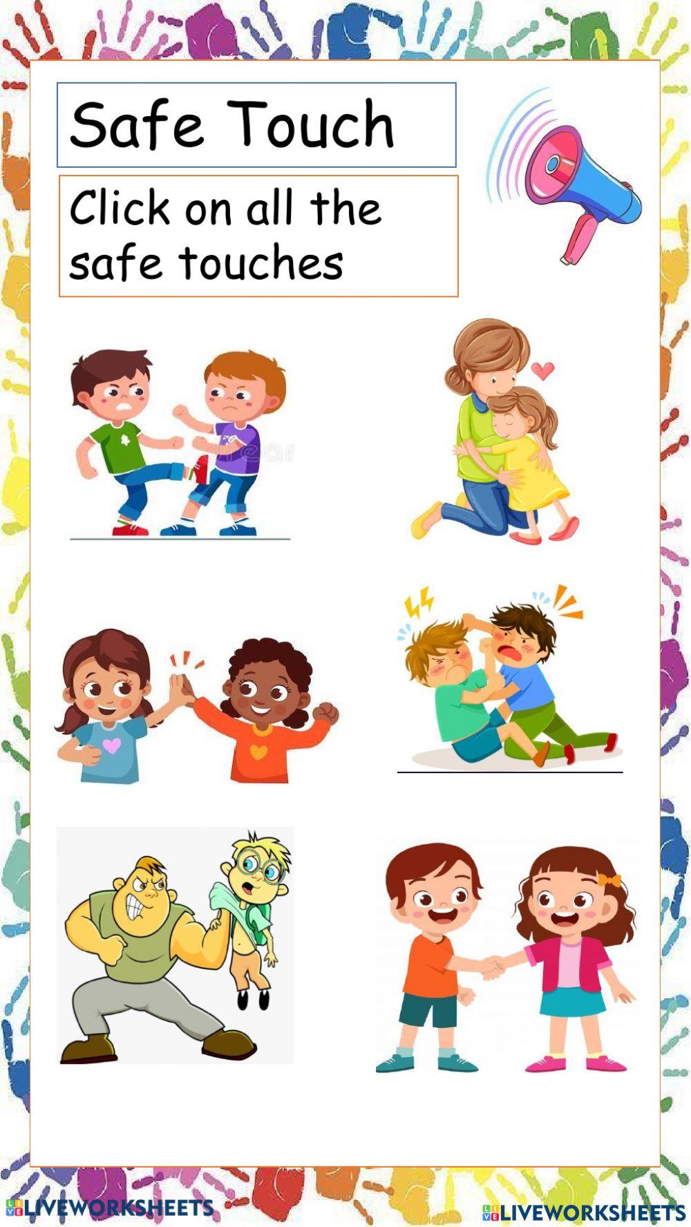 safe and unsafe touches online exercise for Live Worksheets