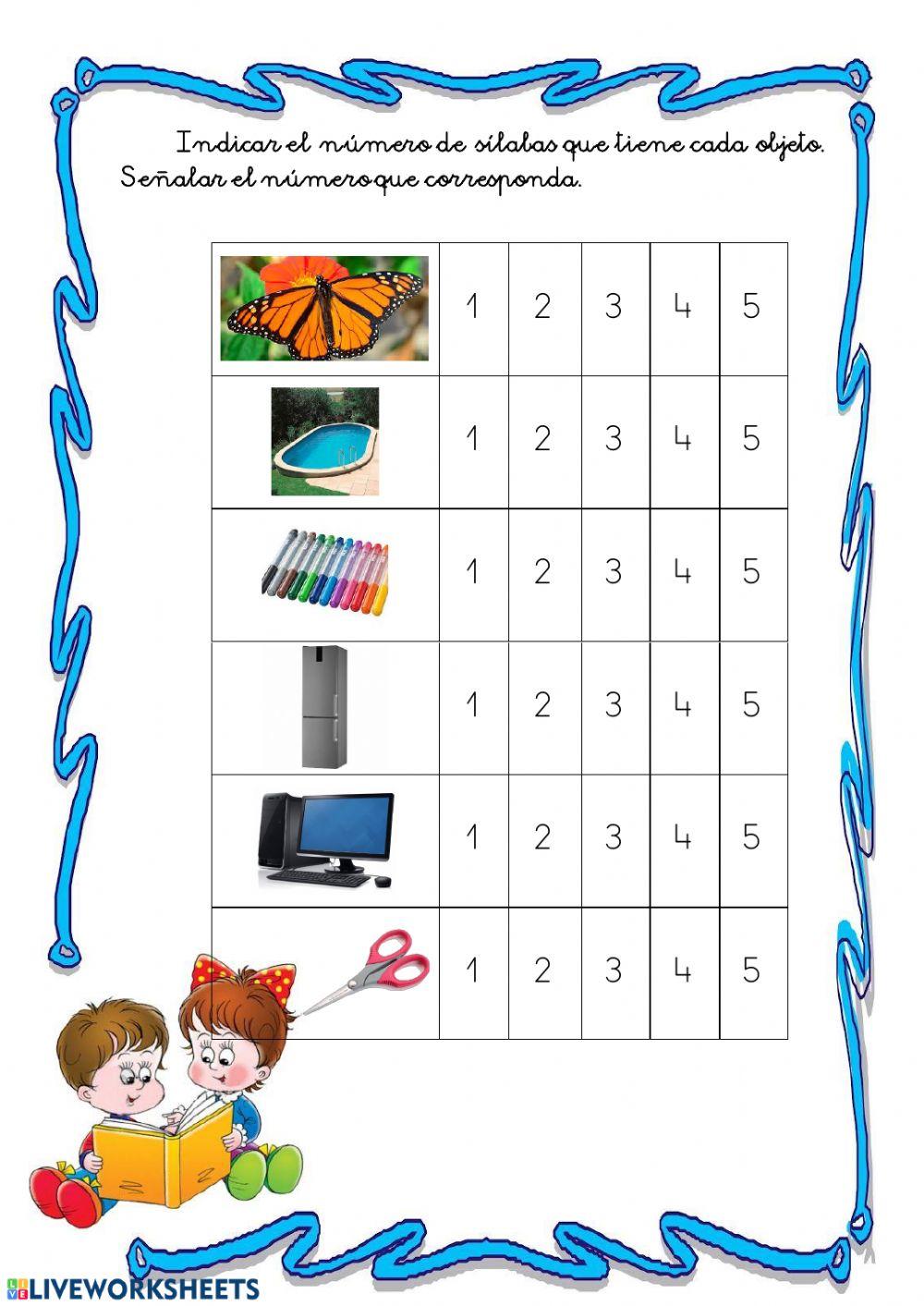 ¿Cuántas sílabas tiene cada palabra?